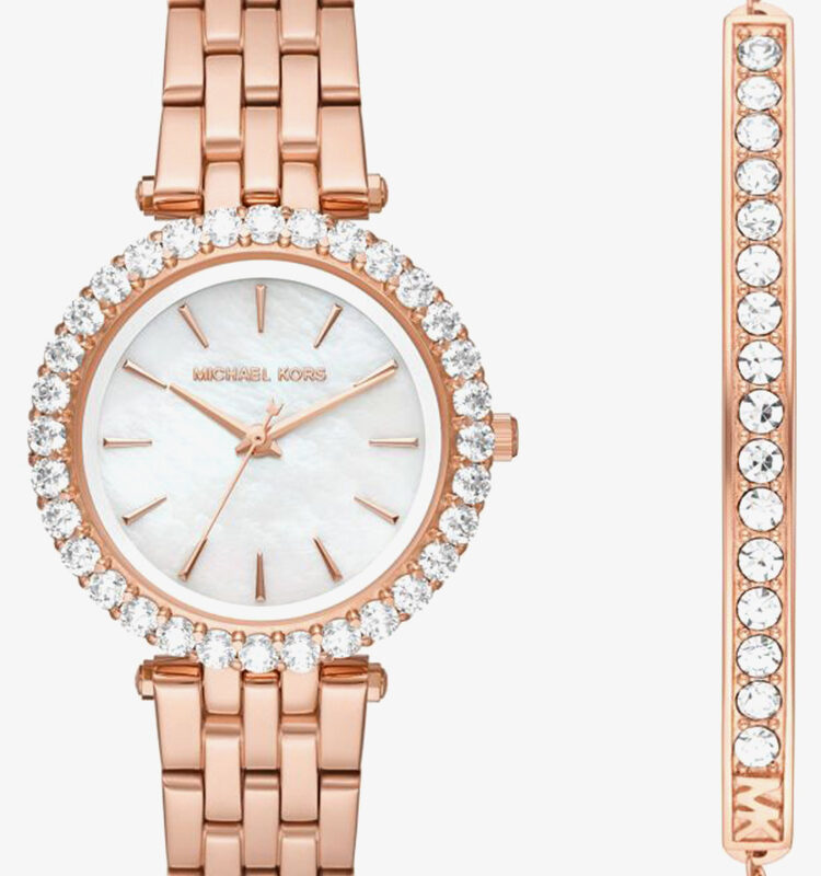 Michael Kors Ladies Rose Gold Plated Watch MK1064SET