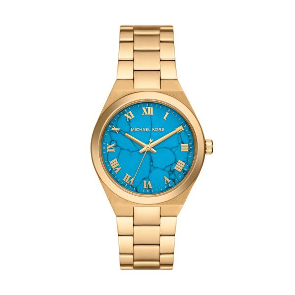 Michael Kors Lennox Blue Dial with Gold-Tone Stainless Steel Strap Ladies Watch MK7460