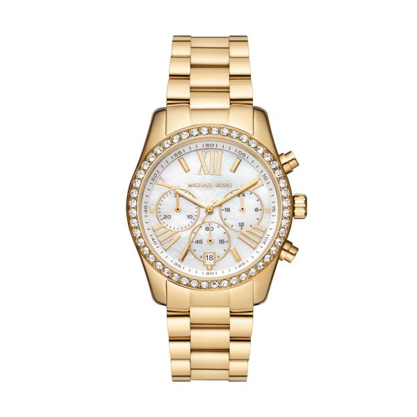 Michael Kors Lexington White Mother-of-Pearl Dial with Gold-Tone Stainless Steel Bracelet Ladies Watch MK7241