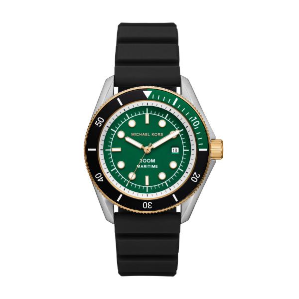 Michael Kors Maritime Green Dial Black Silicone Strap Men's Watch MK9158