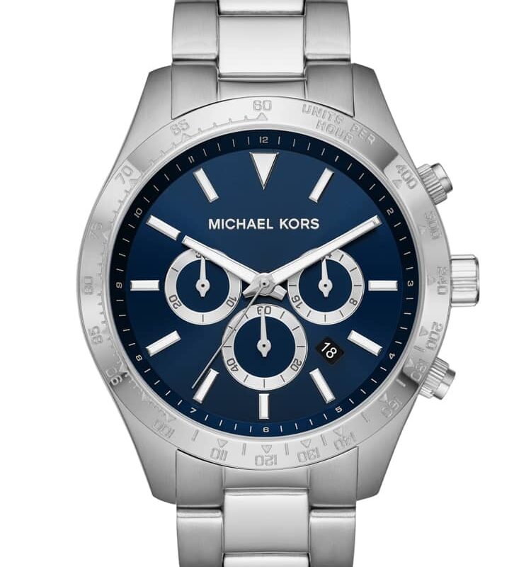 Michael Kors Mens Layton Navy Chronograph Dial Stainless Steel Bracelet Watch MK8781