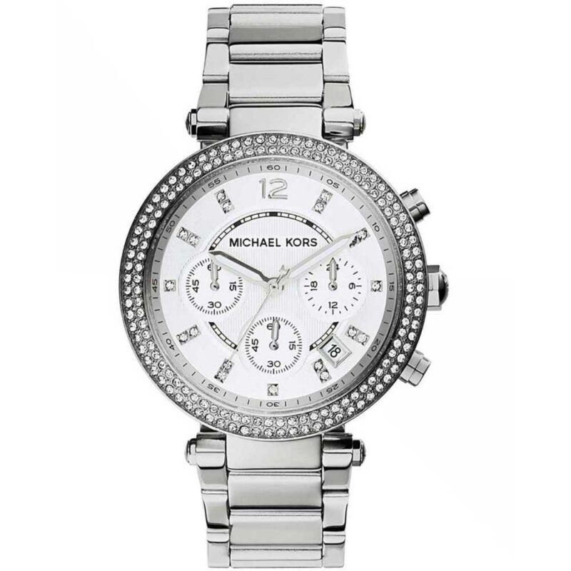 Michael Kors Parker Chronograph Silver Dial Stainless Steel Bracelet Ladies Watch MK5353