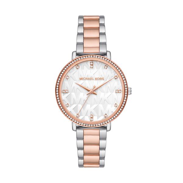 Michael Kors Pyper Two-Tone Stainless Steel White Leather Ladies Watch MK4667
