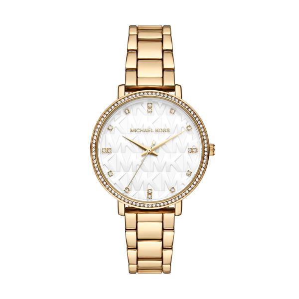 Michael Kors Pyper White Dial with Gold-Tone Stainless Steel Strap Ladies Watch MK4666
