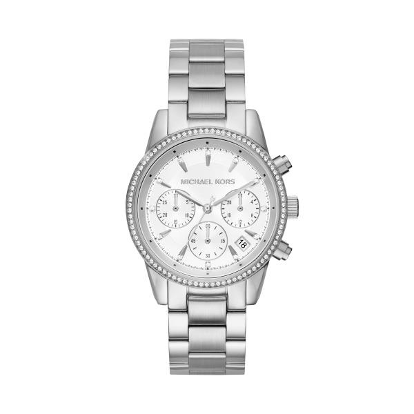 Michael Kors Ritz Chronograph Silver Dial Stainless Steel Bracelet Ladies Watch MK6428