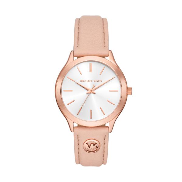 Michael Kors Slim Runway Rose Gold-Tone Dial Pink Leather Strap Ladies Watch MK7467