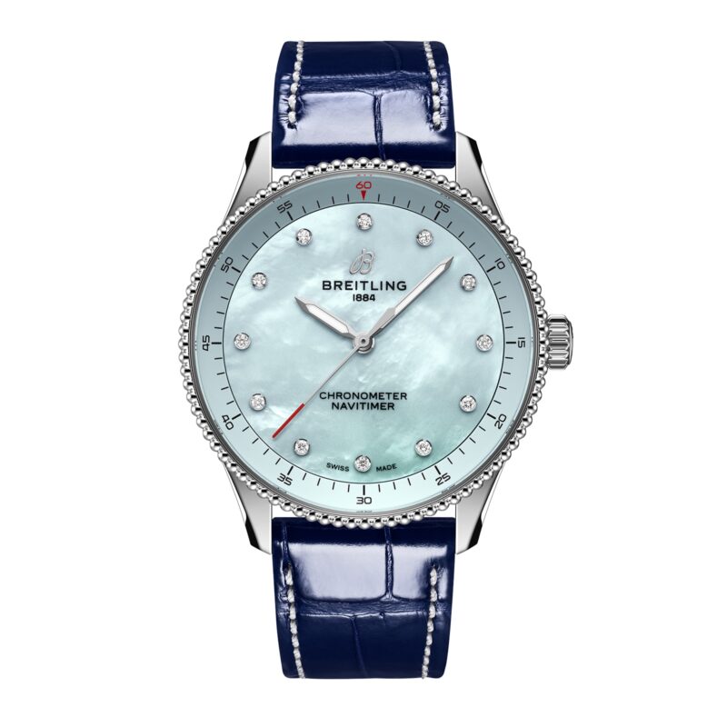 Navitimer 32mm Ladies Watch Blue Mother Of Pearl Alligator