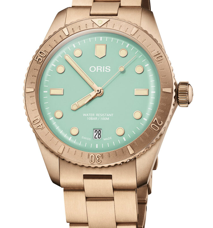 Oris Ladies Divers Sixty-Five Cotton Candy Green Watch 01 733 7771 3157-07 8 19 15