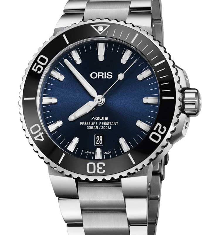 Oris Mens Aquis Date Blue Bracelet Watch 733 7730 4135-07 8MB