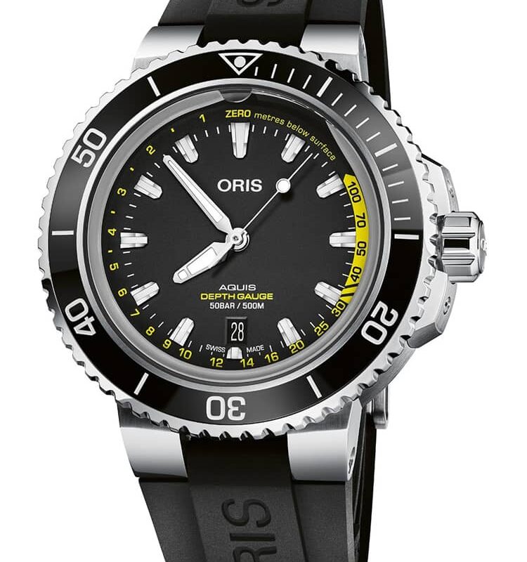 Oris Mens Aquis Depth Gauge Watch 01 733 7755 4154-SET RS
