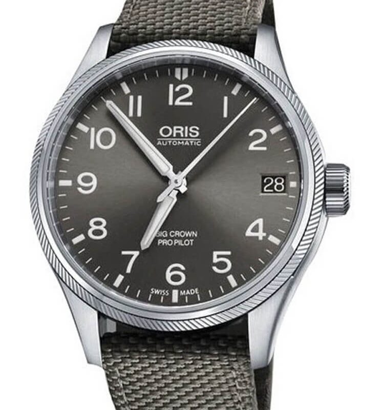 Oris Mens Big Crown ProPilot Big Date Grey Leather Strap Watch 751 7697 4063-07 TS