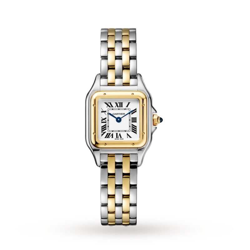 Panthère De Cartier Watch Small Model, Quartz Movement, Yellow Gold, Steel
