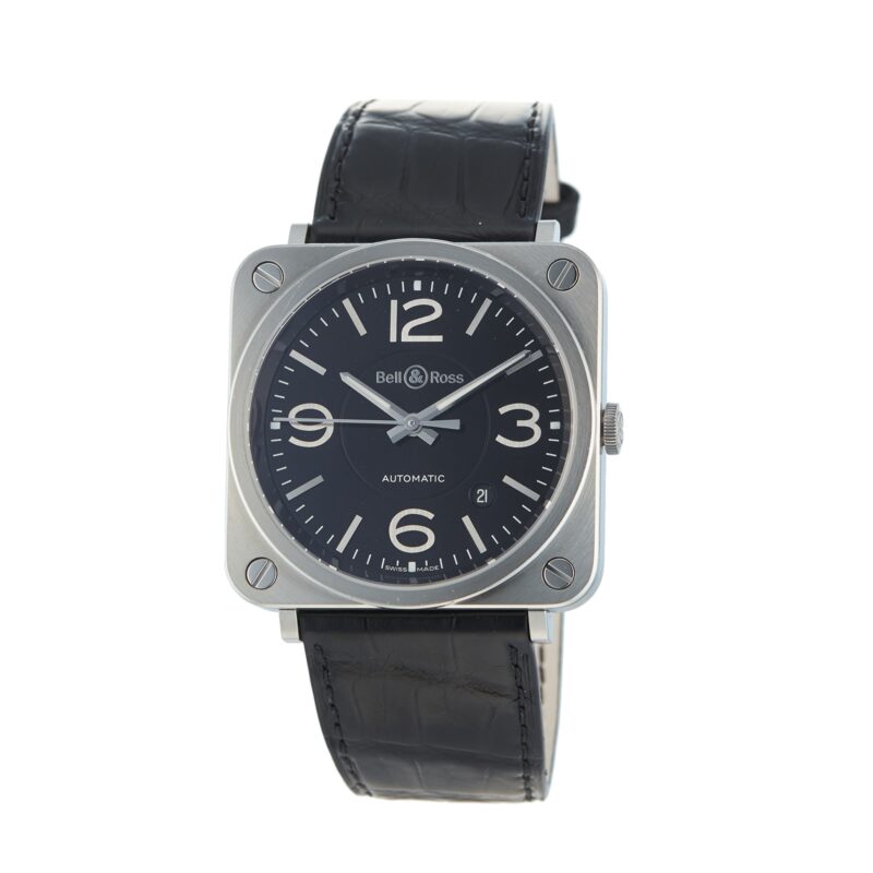 Pre-Owned Bell & Ross BRS-92 Black Steel Mens Watch BRS-92-S