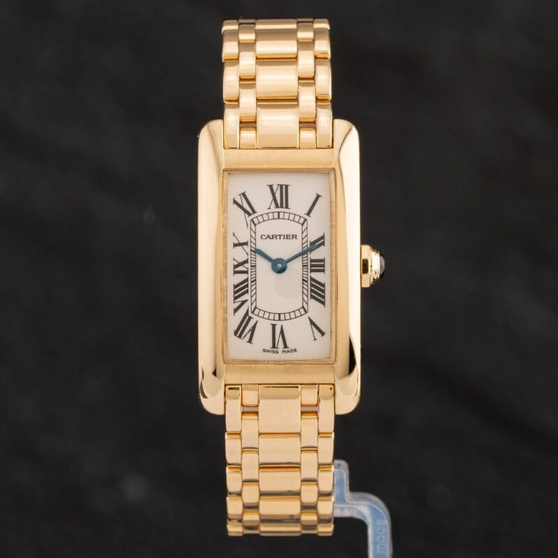 Pre-Owned Cartier Ladies 18ct Yellow Gold Tank Americaine Quartz Watch 2482