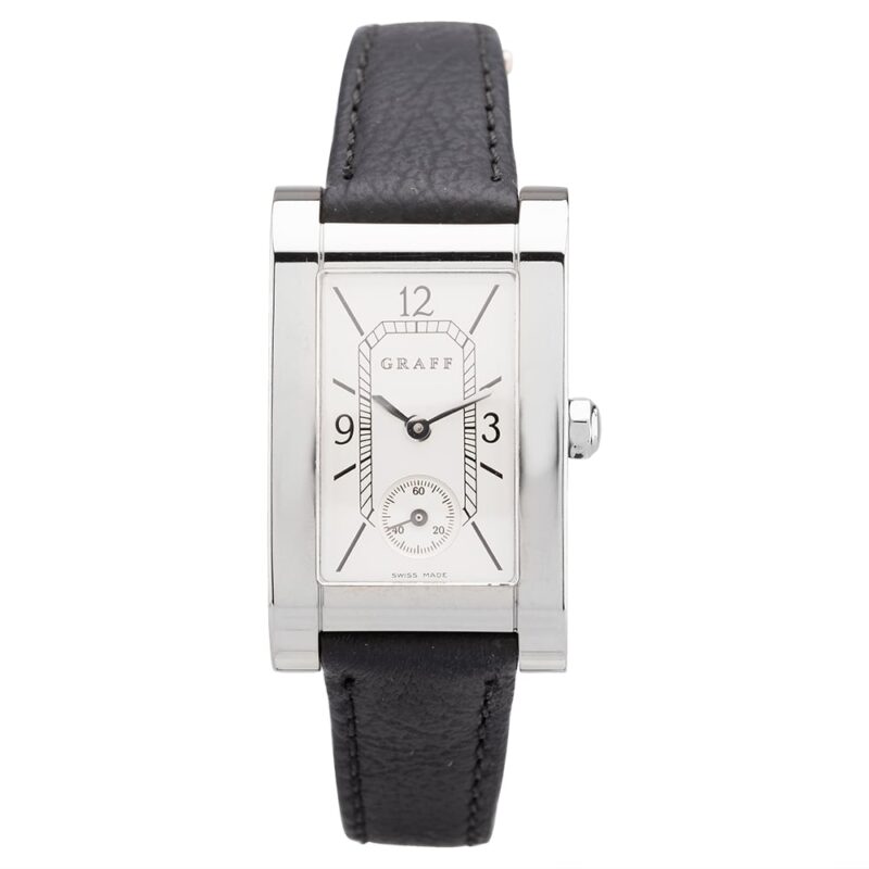 Pre-Owned Ladies 18ct White Gold Graff Leather Strap Watch 4410263