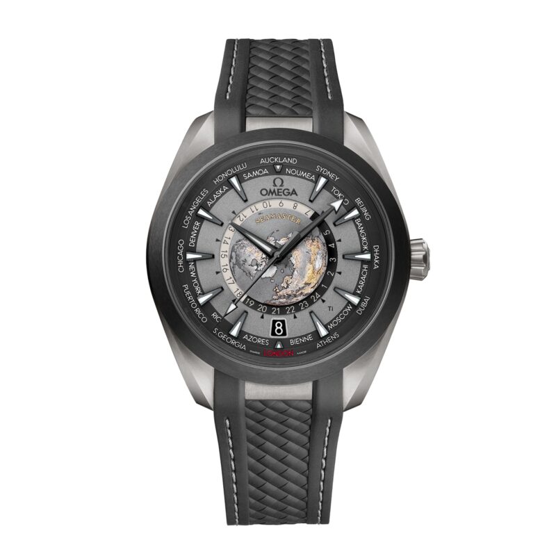 Seamaster Aqua Terra 150m Co Axial Master Chronometer GMT Worldtimer 43mm Mens Watch Black Rubber