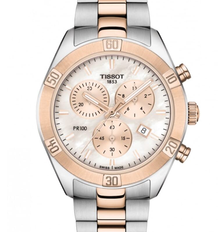 Tissot Ladies T-Classic PR-100 Sport Chic Chronograph Two-Tone Bracelet Watch T101.917.22.151.00