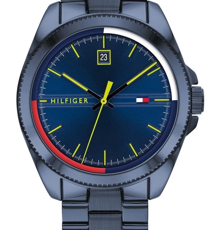 Tommy Hilfiger Mens Riley Blue Stainless Steel Bracelet Navy Dial Date Watch 1791689