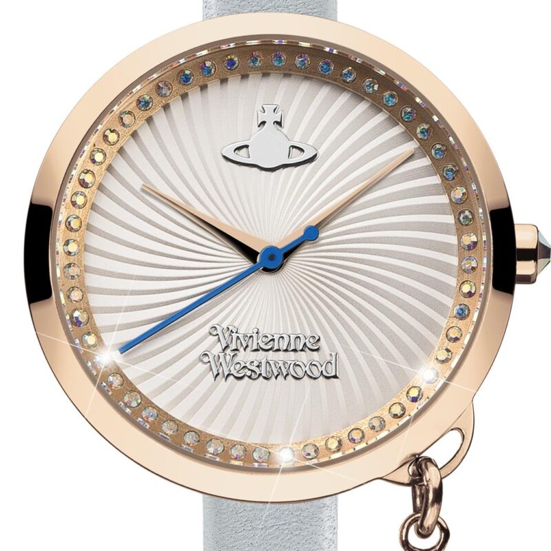 Vivienne Westwood Bow Rose Gold Blue Leather Strap Ladies' Watch