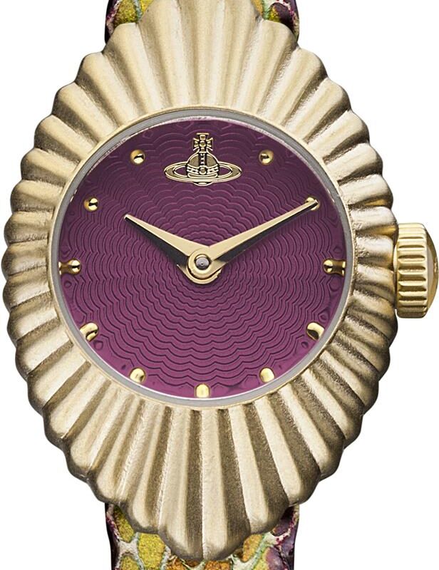 Vivienne Westwood Cocertina Quartz Purple Dial Snakeskin Leather Strap Ladies Watch VV096RDPP