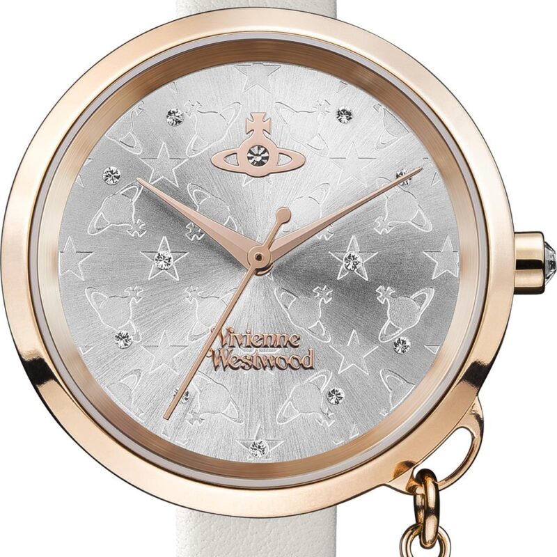 Vivienne Westwood Exclusive Bow Rose Gold Steel Case Cream Leather Strap Ladies Watch VV139WGYCM