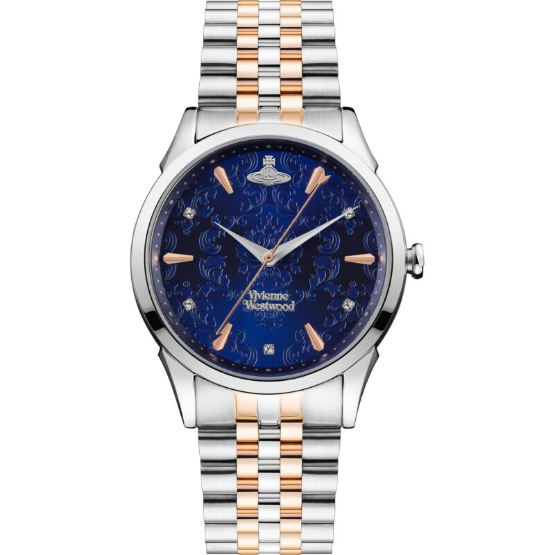 Vivienne Westwood The Wallace Quartz Blue Dial Two Tone Silver Rose Gold Stainless Steel Ladies Watch VV208DBLSR RRP £255