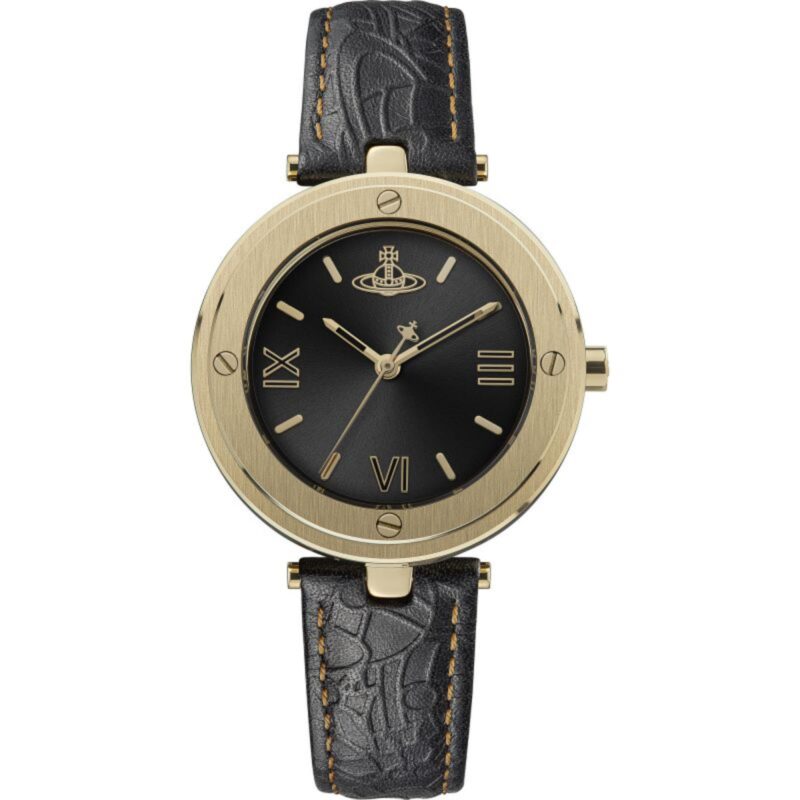 Vivienne Westwood Whitehall Quartz Black Dial Black Leather Strap Ladies Watch VV287BKBK